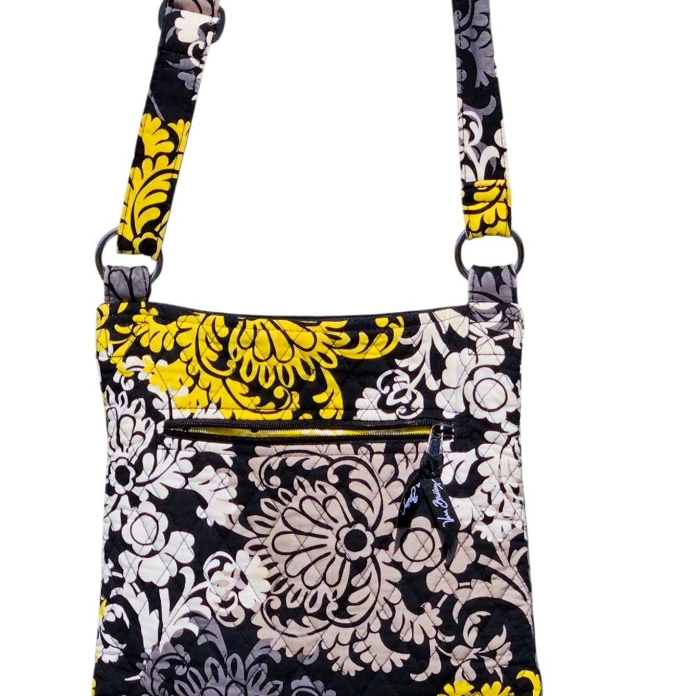 Vera Bradley Yellow and Black Crossbody Bag with Quilted Design - Picture 2 of 7
